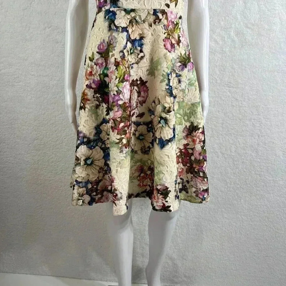 Davids Bridal Womens Strapless Dress 4 Floral Lace Fit & Flare Tea Garden Length - Picture 8 of 16